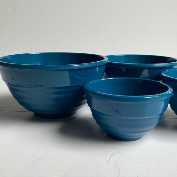 TarHong Melamine Bowls Set Of 4 Turquoise Aqua Blue 5.75” Tar Hong Nesting - Picture 5 of 16